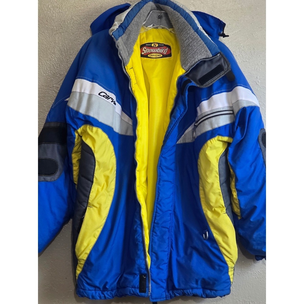Snowbird Race Team Carving Ski Jacket Blue Colorblock Youth M/L? Hooded winter